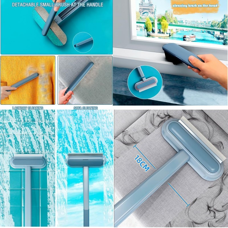 DeryArcle Fenêtre Écran Brosse De Nettoyage, Fenêtre Cleaner Brosse et Squeege, Multifonctionnel Fenêtre Mesh Écran Cleaner
