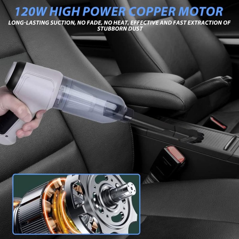 LUFEIS Aspirateur à Main sans Fil, Mini Aspirateur de Voiture sans Fil 3 en 1, Aspirateur Portable sans Fil, Portable USB Charge
