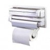 7Seas Triple Distributeur de Papier de Tissu 4 en 1 Feuille Cling Film Tissue Paper Roll Titulaire pour Cuisine Triple Papier