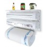 7Seas Triple Distributeur de Papier de Tissu 4 en 1 Feuille Cling Film Tissue Paper Roll Titulaire pour Cuisine Triple Papier