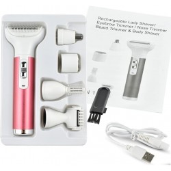 1 rasoir électrique 5 en 1 pour femme - En ABS - Portable - Pour épilation du visage - Pour épilation du visage - Sans douleur -