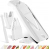 Coupe-Légumes Börner V5 (Plus Set) • Mandoline en V Réglable + Accessoires Supplémentaires + Éplucheur • Avec Lame en V en Acier