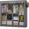 UDEAR Armoire de Rangement Garde-Robe Pliable en Tissu intissé Garde-Robe Penderies pour Chambre d'adulte (Gris)