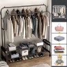 Portant à vêtements sur roulettes – Portant à vêtements portable robuste avec double rail et support de rangement à 2 couches –