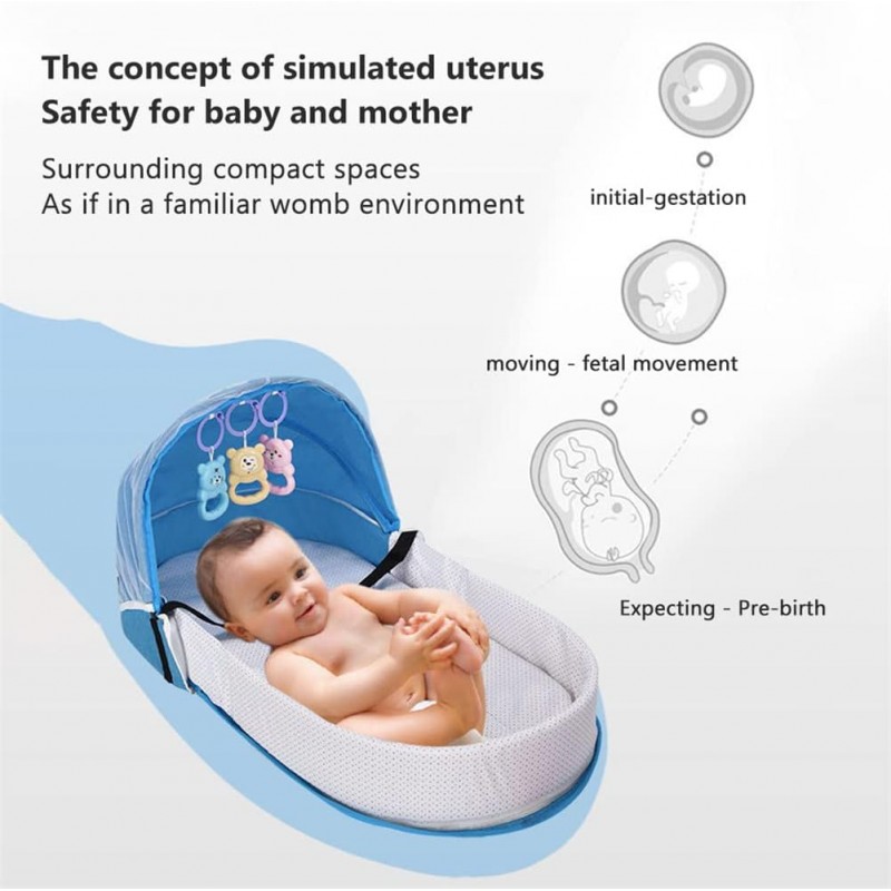BesDirect Lit bébé Portable lit de Voyage bébé avec moustiquaire et auvent lit bébé avec moustiquaire Sac à Langer lit bébé
