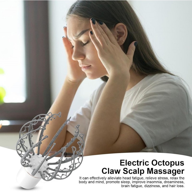 Appareil de massage automatique du cuir chevelu pieuvre | Appareil de massage du cuir chevelu à piles – Grattoir pour cuir
