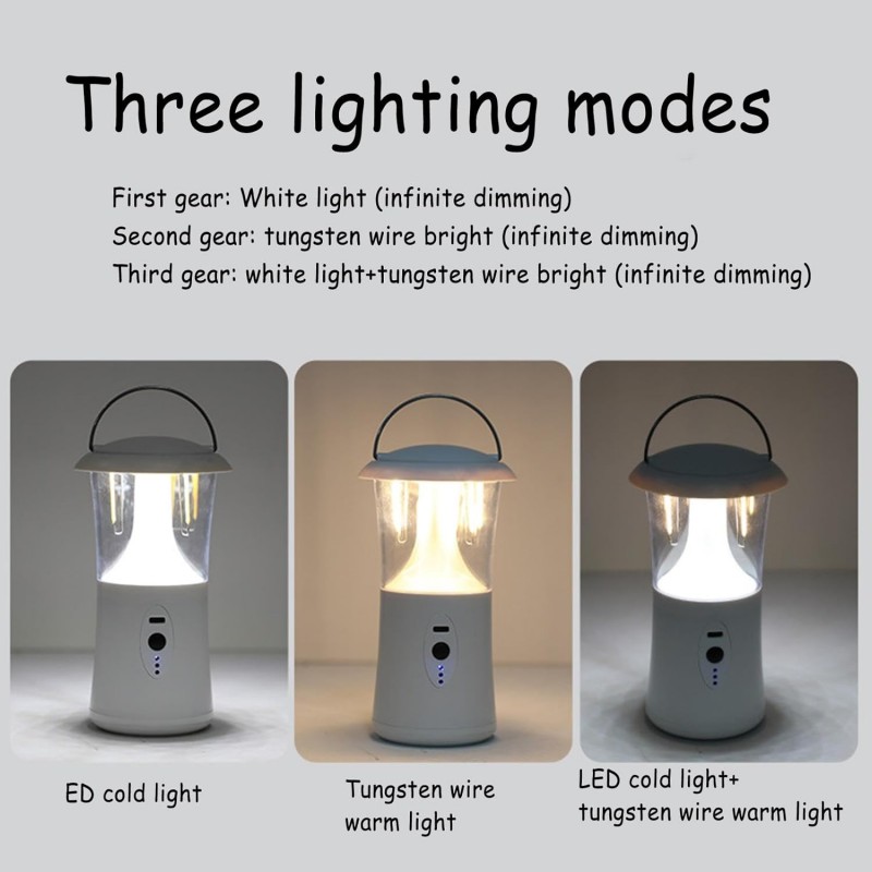 Lámpara LED portátil, luz de campamento de emergencias, linterna de campamento recargable, linternas de campamento al aire