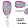 fizzytech Rechargeable Mosquito Racket bat with Bright Cob Light Extended Battery Life (Pink)