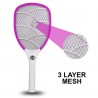 fizzytech Rechargeable Mosquito Racket bat with Bright Cob Light Extended Battery Life (Pink)
