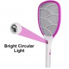 fizzytech Rechargeable Mosquito Racket bat with Bright Cob Light Extended Battery Life (Pink)