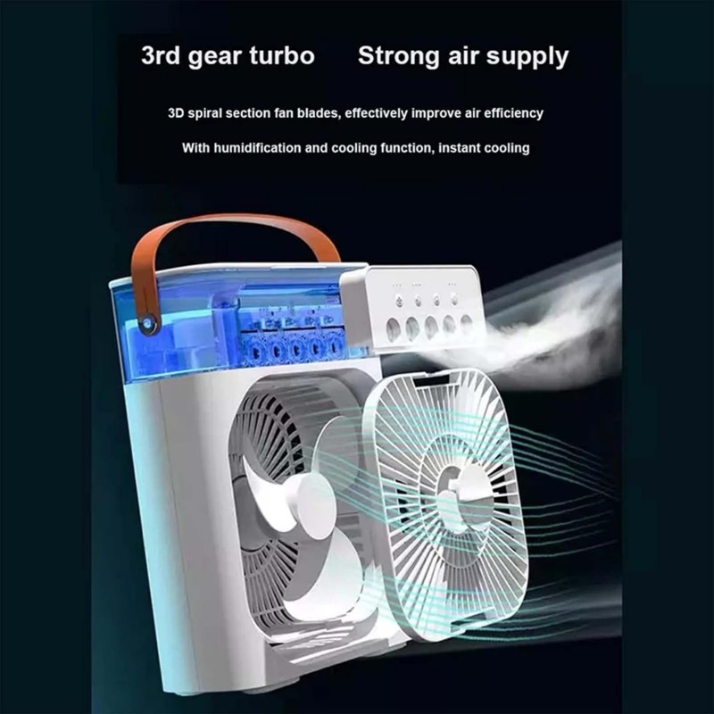 Ventilateur de climatiseur Portable 2022, humidificateur de Refroidisseur d'air avec veilleuse USB, Mini AC Portable à 3