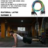 Lot de 11 bandes de résistance pour exercices de fitness, étui de transport, idéal pour le yoga, le fitness à domicile