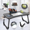 Zapuno Foldable Laptop Bed Table Multi-Function Lap Serving Tray Dining Table with Storage Drawer and Water Bottle Holder, Slot