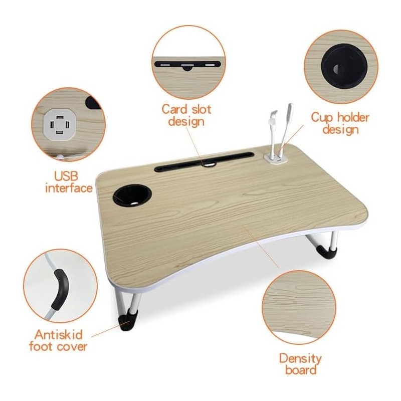 Iacob Laptop Bed Table Lap Standing Desk for Sofa Breakfast, Laptop Desk Folding Coffee Tray Notebook Stand Reading Holder for